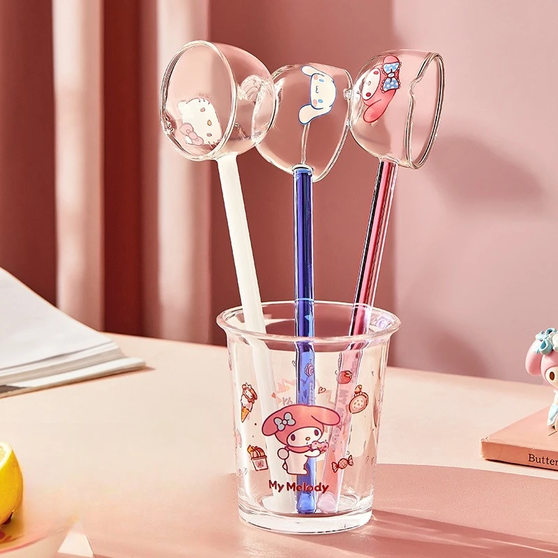 Kawaii مرحبا كيتي ملعقة شوربة هدية لطيف أنيمي الكرتون Kt الأسرة عنبر الطعام الزجاج ملعقة شوربة سطح المكتب زخرفة لعبة بالجملة #5