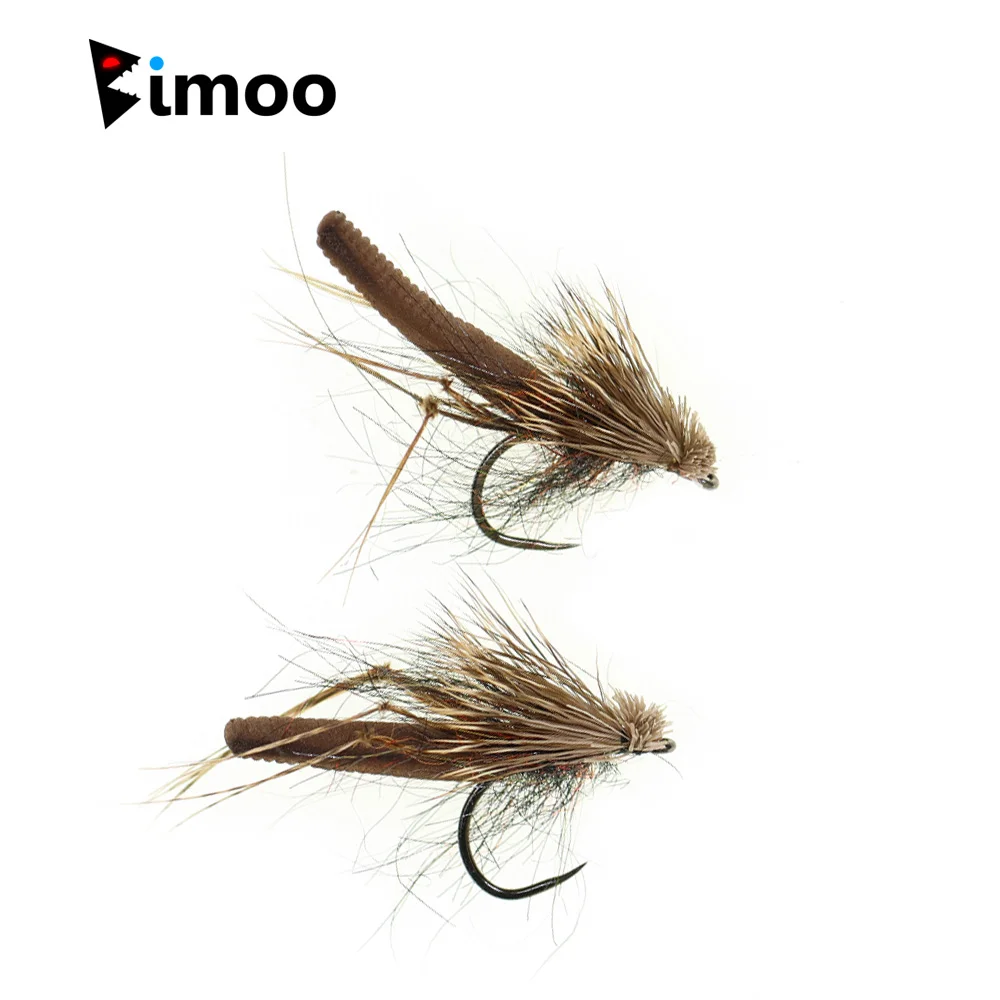 4/6 piezas # 10 # 12 # 14 Moscas Secas de Espuma Marrón con Pelo de Alce, sin Barbas, para Pesca con Mosca, Señuelo para Trucha y Pescado Blanco