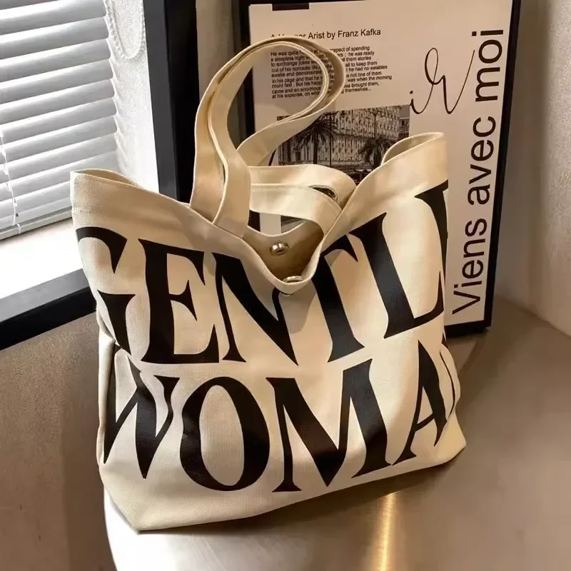 

2025 new Canvas Tote Bag for Women - Large Capacity Shoulder Bag, Korean Style Printed Crossbody Purse, Boho Fashion Shopping