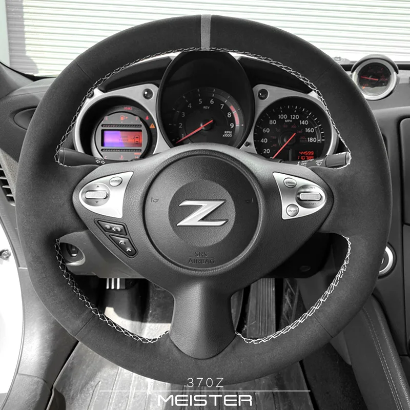 For Nissan 370Z Coupe 370Z Roadster 2013 2015 Hand-Stitch Full Coverage Suede&leather Car Steering Wheel Cover NISMO Accessory