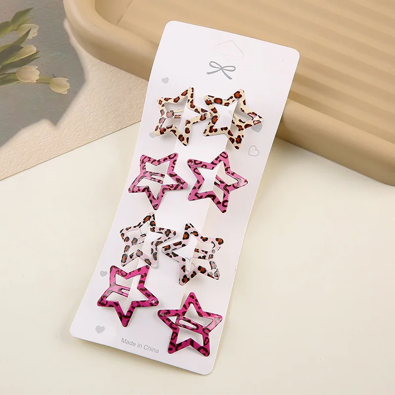 심플한 레오파드 프린트 헤어핀 세트 여성 소녀 선물 앞머리 헤어 클립 비비핀 액세서리 헤어그립 헤드웨어 장식품