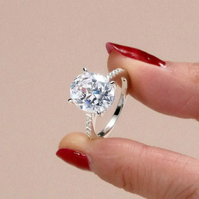 

Сертифицированные Ehhai GRA 8x10 мм 3CT обручальные кольца с муассанитом овальной огранки для женщин, настоящее серебро 925 пробы, свадебные ювелирные изделия, подарок