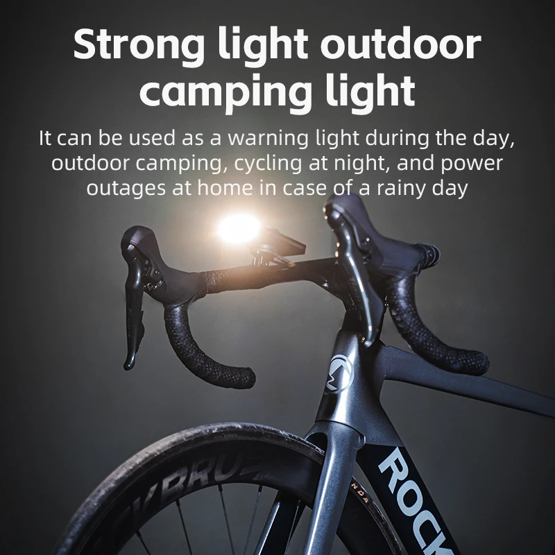 ROCKBROS Bicycle Front Light 200LM 10000mAh Power Bank Head Light IP64 Waterproof Type-C Charging Light Torch Bike Accessories