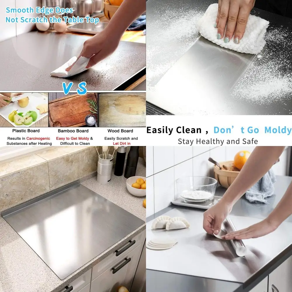 

Stainless Steel Large Cutting Board - Non-Stick Metal Baking Mat for Fruit, Vegetable, Meat Cutting, and Baking Bread, Pizza, Bi