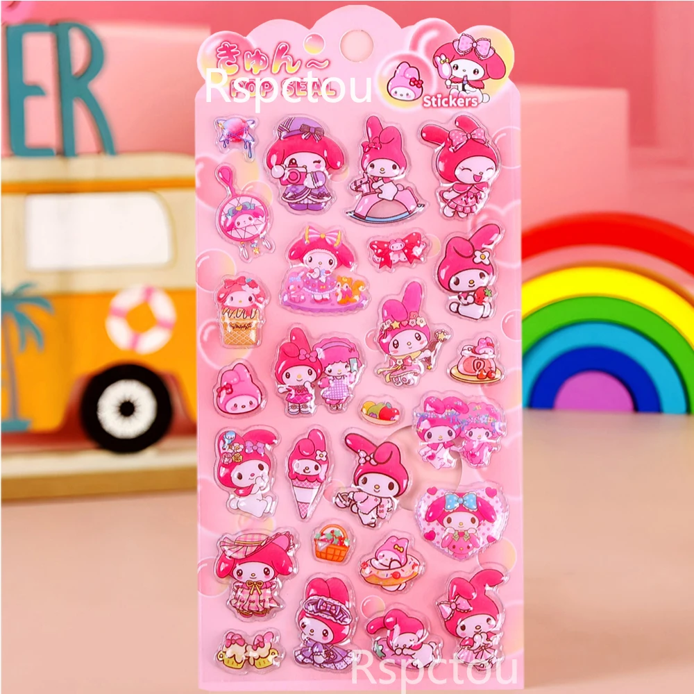 4 قطع من ملصقات الإغاثة ثلاثية الأبعاد الكرتونية اللطيفة كاواي ماي ميلودي كورومي فقاعة الشارات اللعب المقاومة للماء DIY الهاتف المحمول