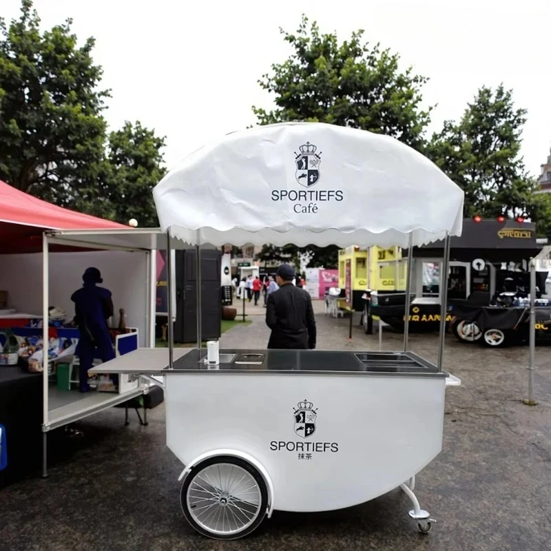Lowest Price Mobile Ice Cream Push Cart Best Selling With Cooler Box Ice Cream Cart Customized