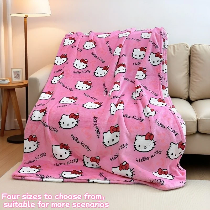 

100*150cm Sanrio Hello Kitty Plush Throw Blanket Pink Soft Flannel Blankets Kawaii Room Decor Bedding Air Condition Cover Quilt