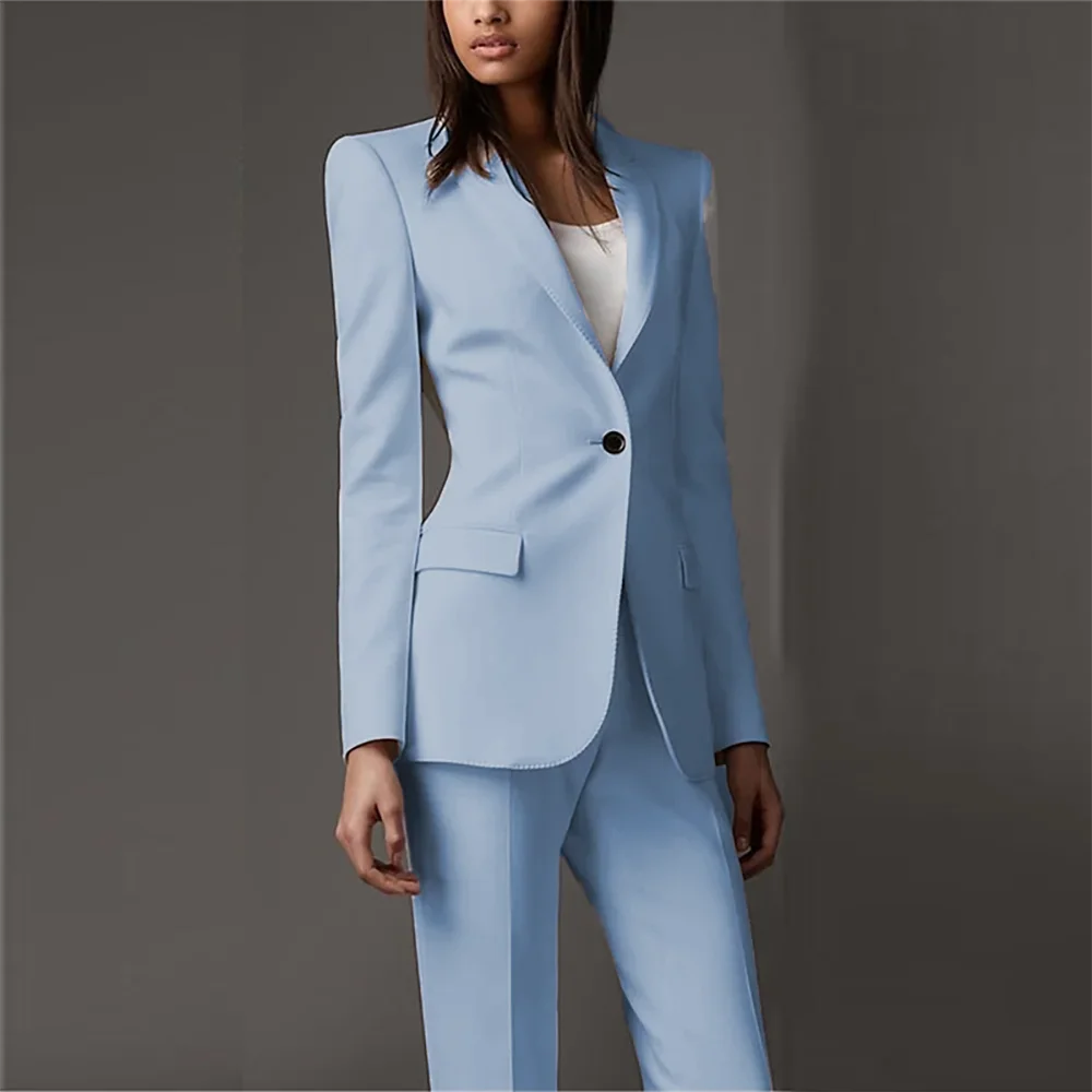 Pink Women Business Solid Color Pants Suits Formal Office Ladies 2 Pieces Set Female Slim Fit Fashion Single Buttons Custom Made