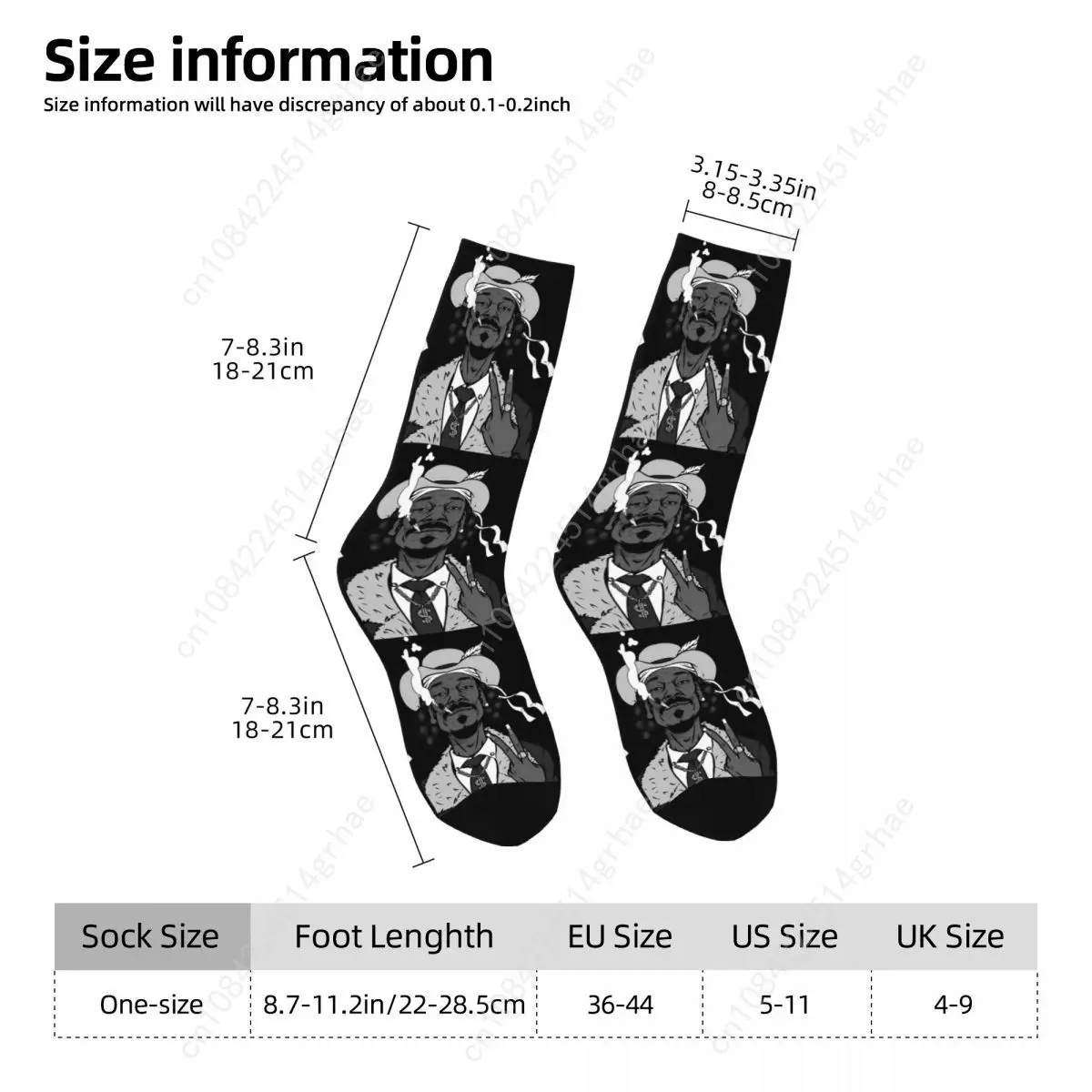 Snoop Dogg Rapper Socks Funny Stockings Men High Quality Outdoor Socks Winter Custom Non Slip Socks
