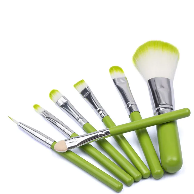 7Pcs Mini Convenient Makeup Brush Green Professional Set Powder Blush Foundation Eyeshadow Full Set of Beauty Tools