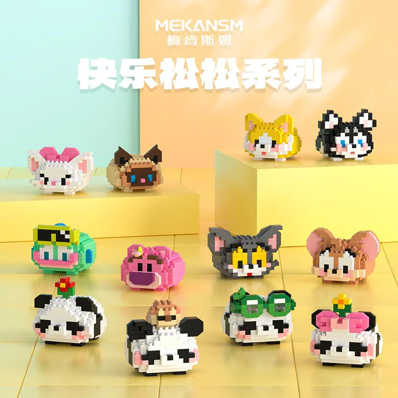 Disney Kitty Kuromi Microparticle Building Blocks Happy Pine Doll Series Decoration Model for Children's Birthday Toys Wholesale