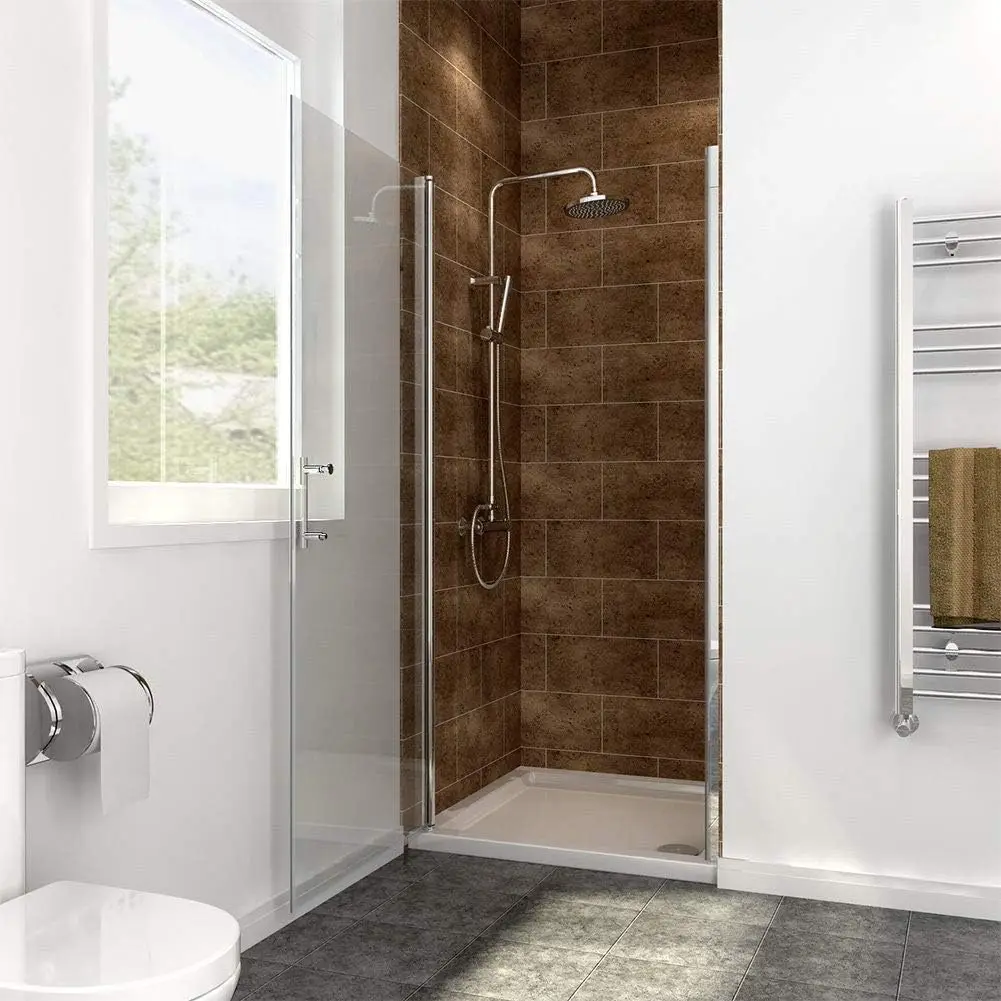Adjustable 33.5-35 in. W x 72 in. H Frameless Pivot Shower Door,Chrome Finish, Certified Clear Tempered Glass Shower Enclosure