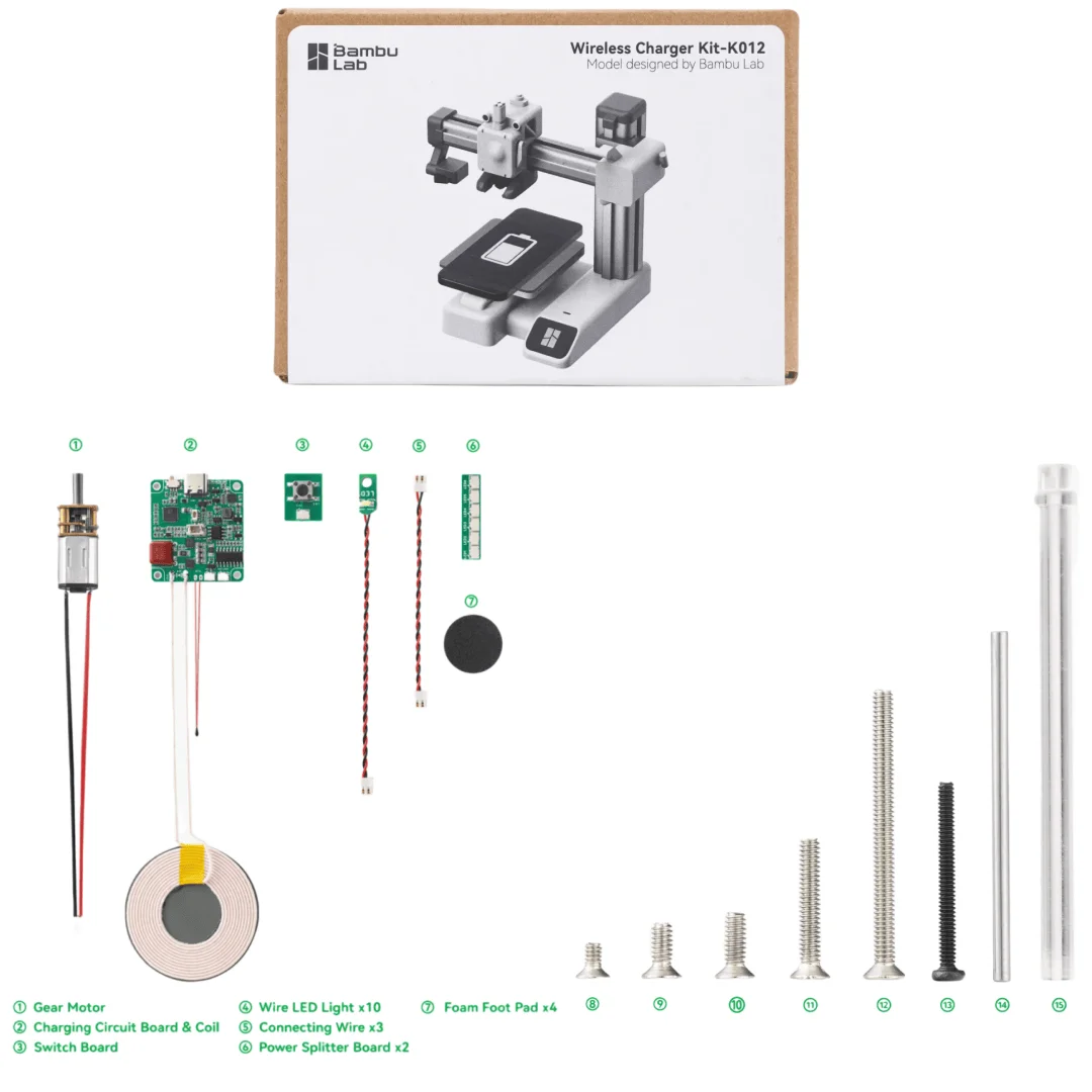 Imagem -06 - Carregador sem Fio para Laboratório de Bambu Componentes do Carregador do Telefone Criativo Faça Você Mesmo Kit Padrão Peças de Impressão 3d Presente para Begrint