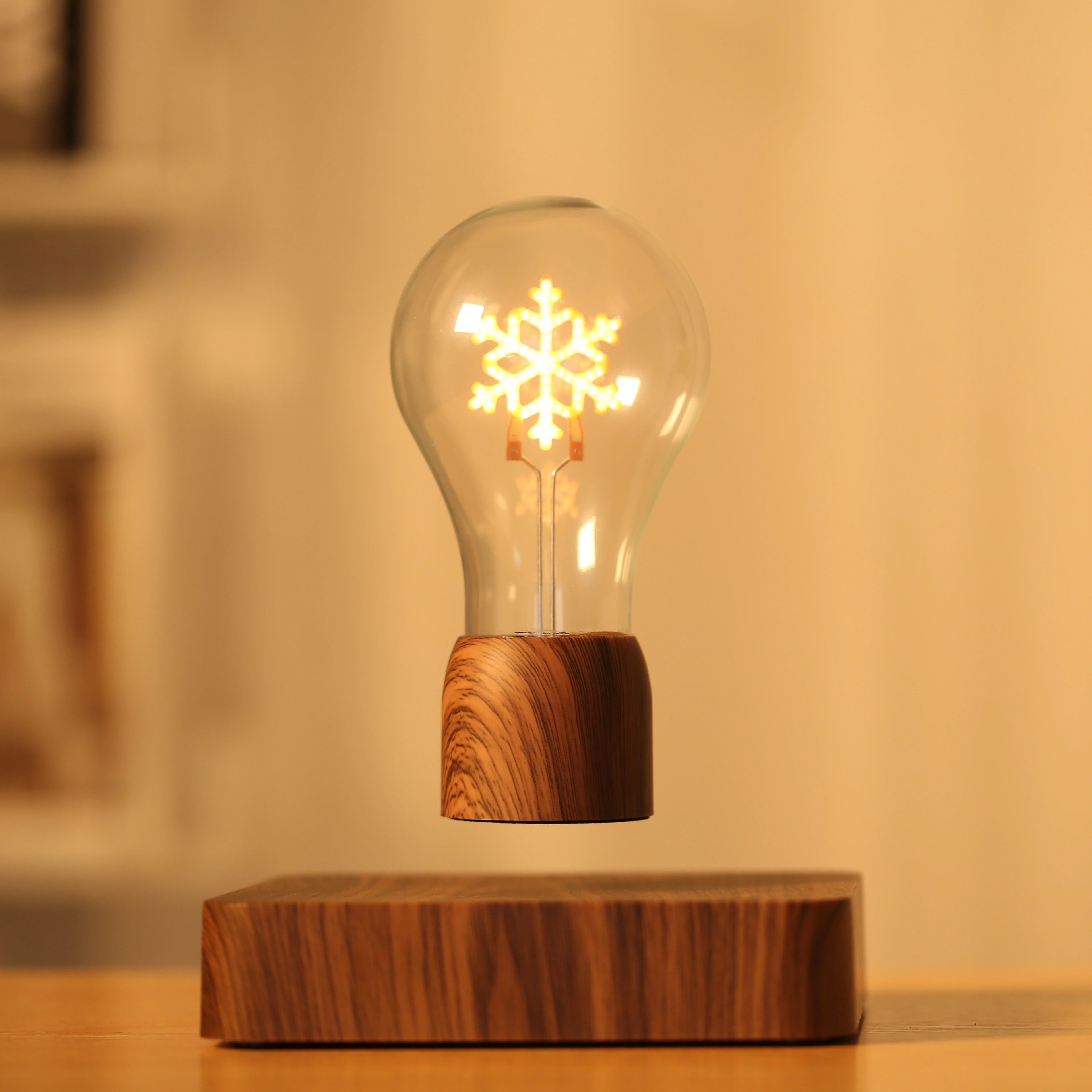 

Promotional New Item LED Floating Light Bulb Snowflake Filament Magnetic Levitation ABS Material Minimalist Style Bedroom Middle