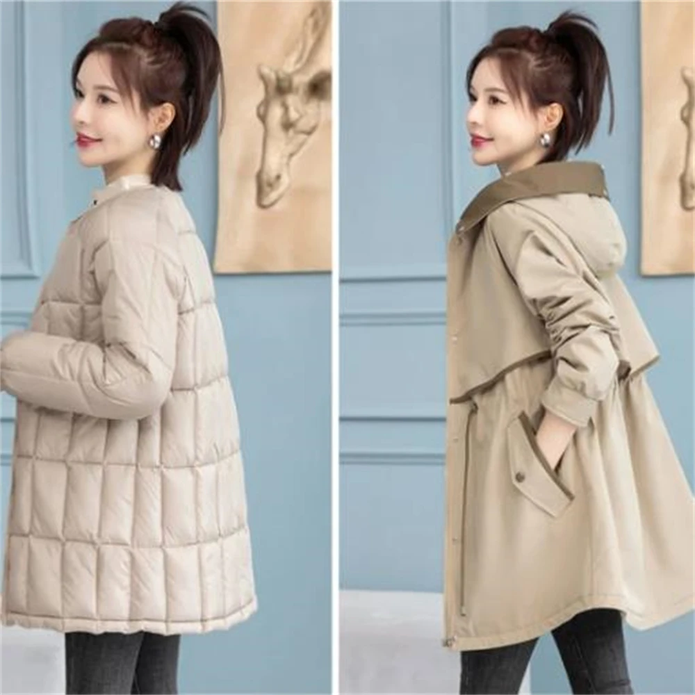 2024 New Fur Collar Parkas Women Hooded Fleece Liner Winter Jacket Detachable Warm Padded Coat Snow Wear Long Overcoat