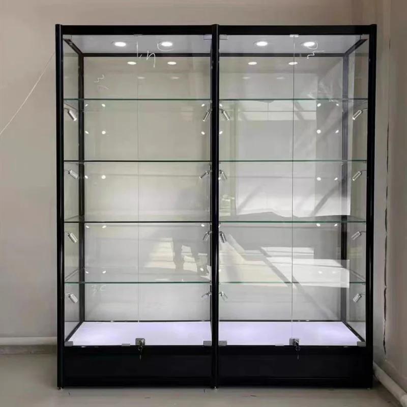 (customized)Retail Glass Display with Lighting Cheap Lockable Glass Display Showcase