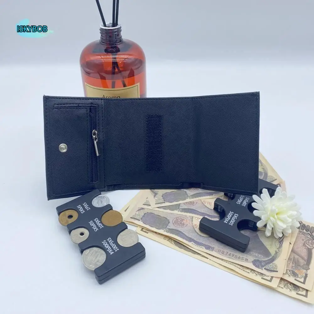 

Portable Tri-fold Coin Purse with Buckle Zipper Bag 2-In-1 Coin Clip Organizer Large Capacity Multi-functional Travel Card Case