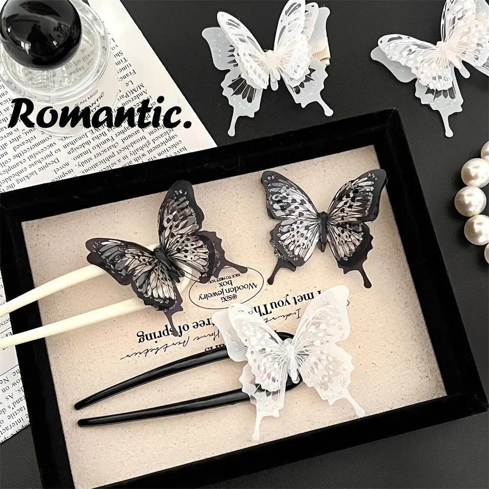 2Pcs Super Immortal Stereoscopic Butterfly Hairpin Fashionable niche New Chinese style Girl Style Plate Hairpin