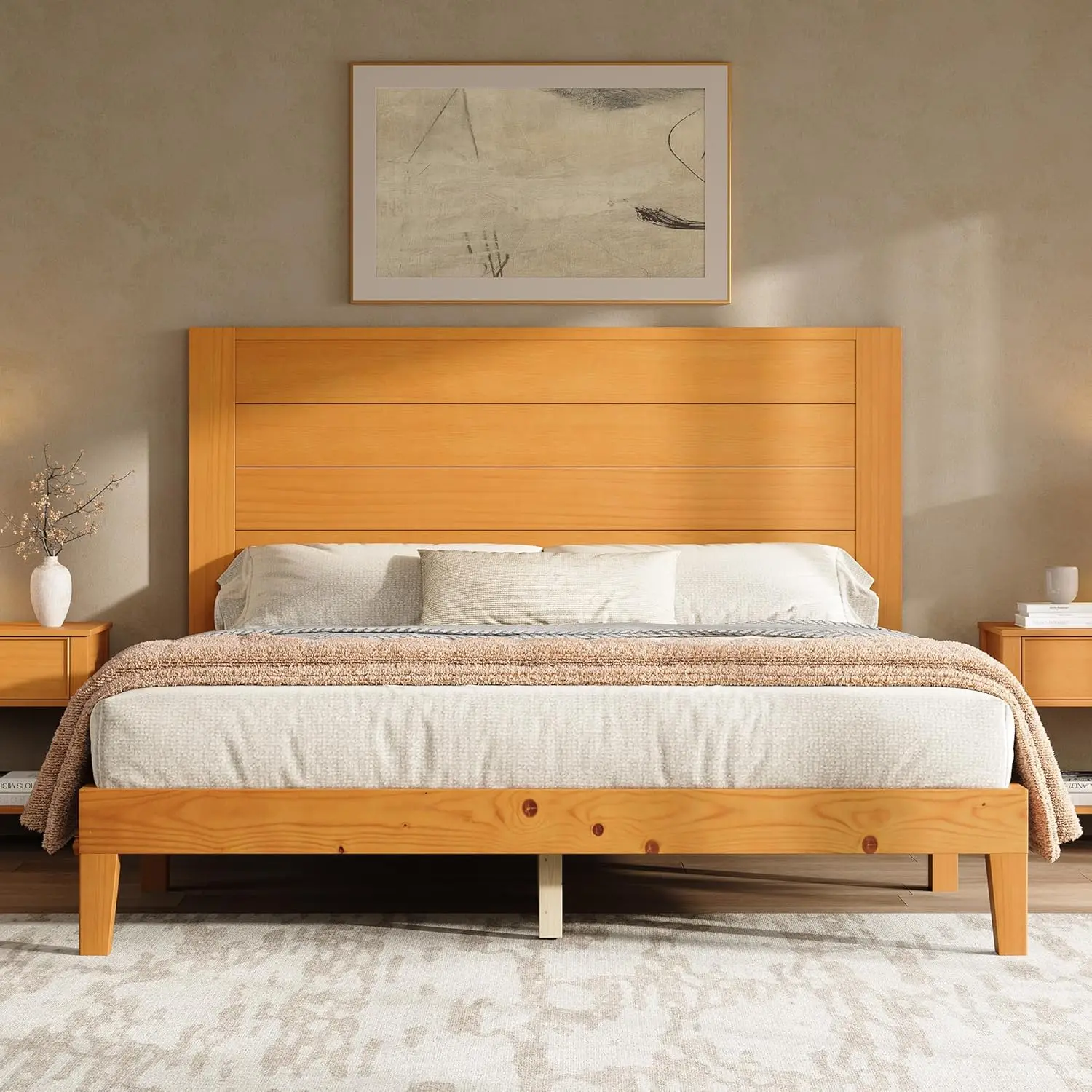 Full Sizes Solid Wood Bed Frame With 48