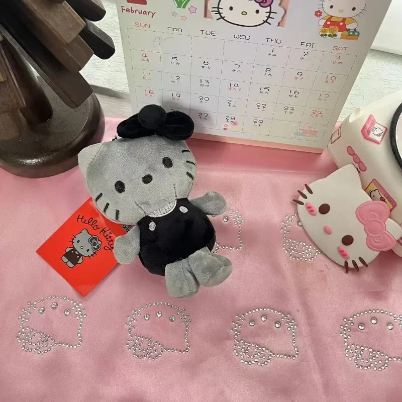 kawaii Natale Hello kitty 50° anniversario grigio antracite Ciondoli per sacchetti di peluche Sanrio Kitty Peluche Portachiavi Ciondolo Regalo