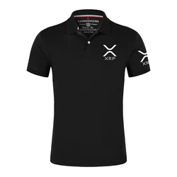 2025 Summer Men's Cryptocurrency Ripple XRP Logo Printed Personality Lapel Collar Solid Color Quick Drying Simplicity Polo Shirt