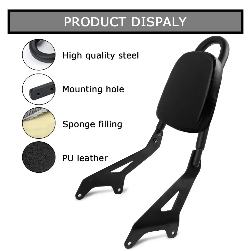 Motorcycle Backrest Sissy Bar Side Arms & Pad for YAMAHA Star XVS950 Bolt XV950 R-spec 2013-2022 (Black)