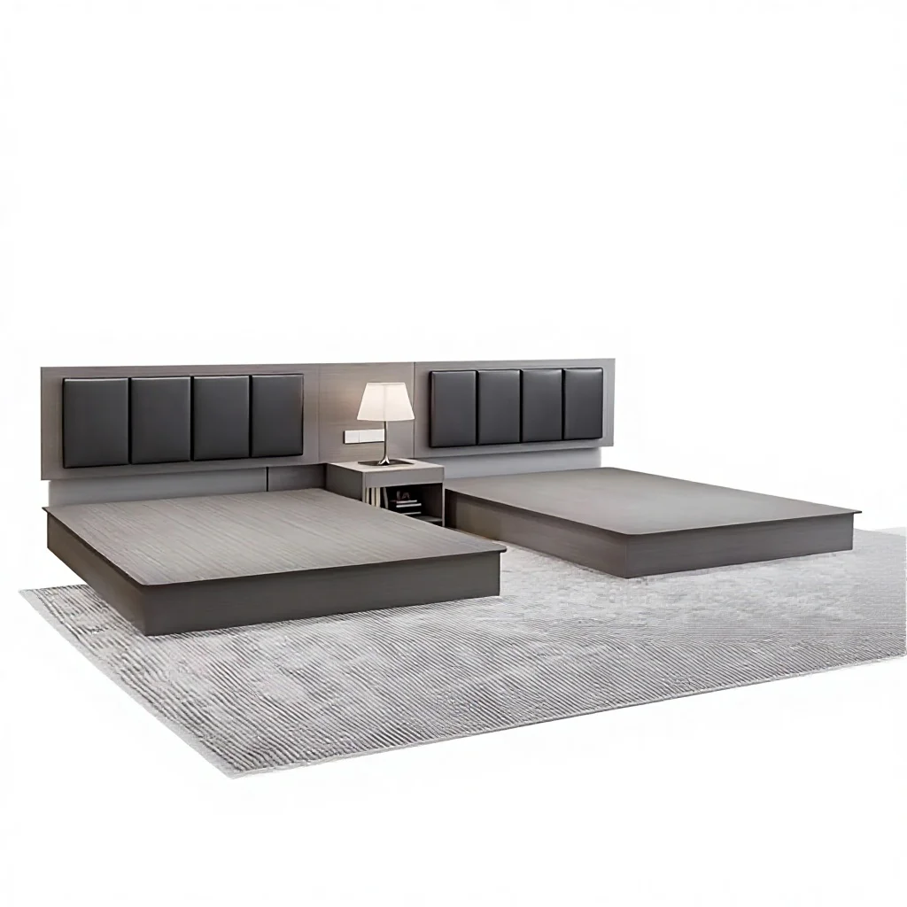 # Chambre Standard d'Hôtel Économique avec Lit King Size, Ensemble Complet, Style Minimaliste Moderne pour Appartement ou Studio