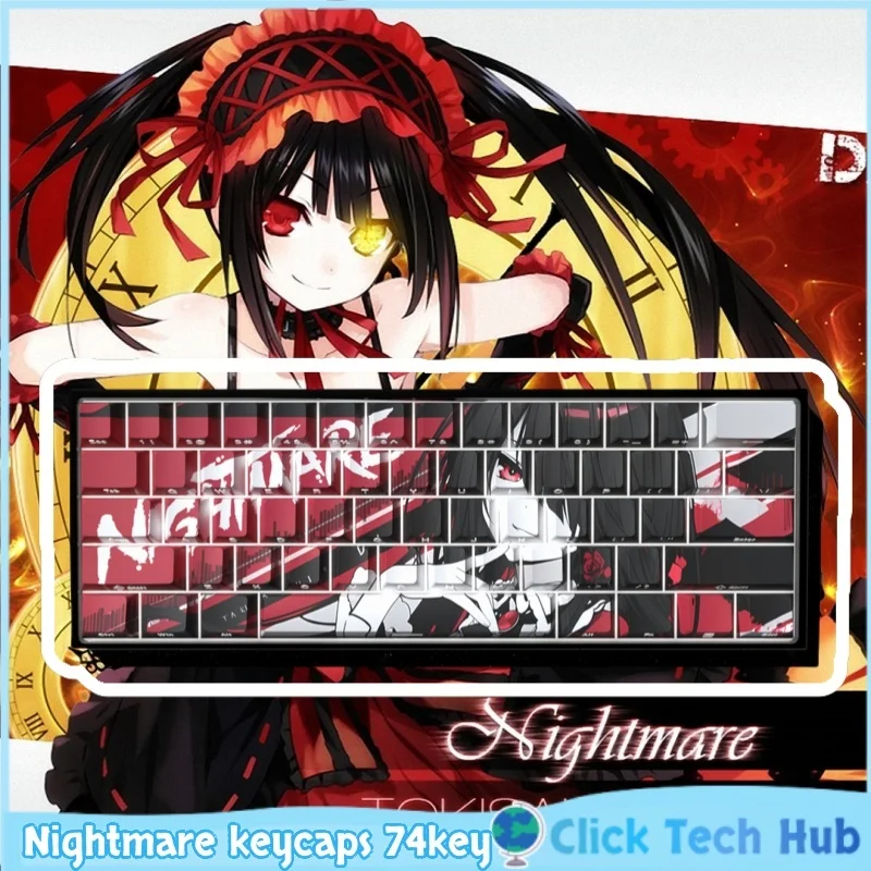 

Колпачки для клавиш «Кошмар» Date A Live, аниме, полупрозрачные колпачки для клавиш с боковой гравировкой для Wooting Ace60, сделано 68, механические колпачки для клавиш