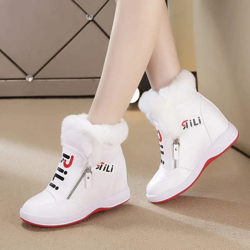 Height Increasing Casual Women Shoes Leather Black White Platform Wedge Sneakers Women 2026 Ladies Shoes Woman Chaussures Femme