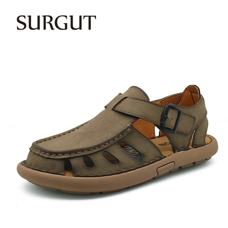 SURGUT Summer Fashion Men's Sandals Vintage Hollow Soft EVA Outsole For Beach Vacation Plus Size 38-47
