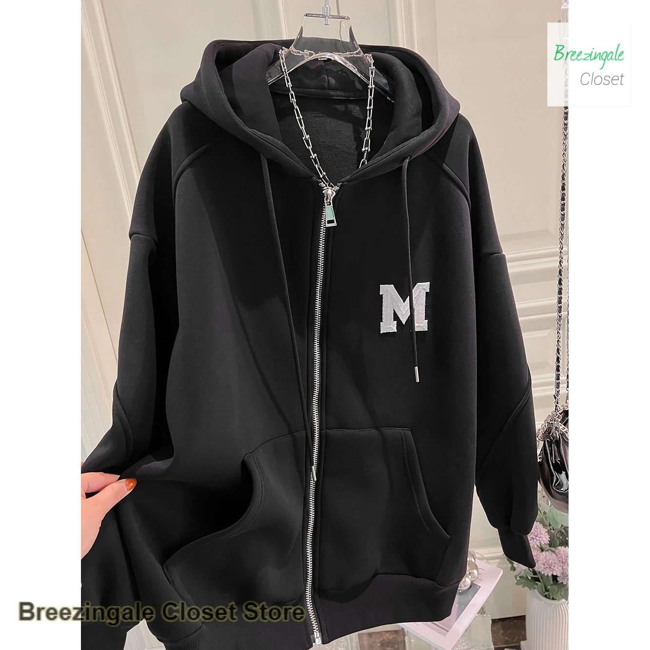 French purple style fashion plus size zipper cardigan sweater women spring and autumn retro loose fat lazy wind hooded coat.