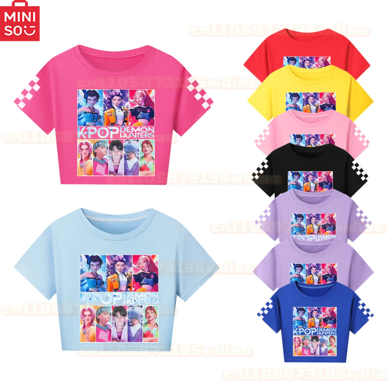 

MINISO KPop Demon Hunters Huntrix Kids Clothes T Shirt Boys Girls Summer Short SleeveT-shirt Funny Tshirt Children Clothes 2-16T