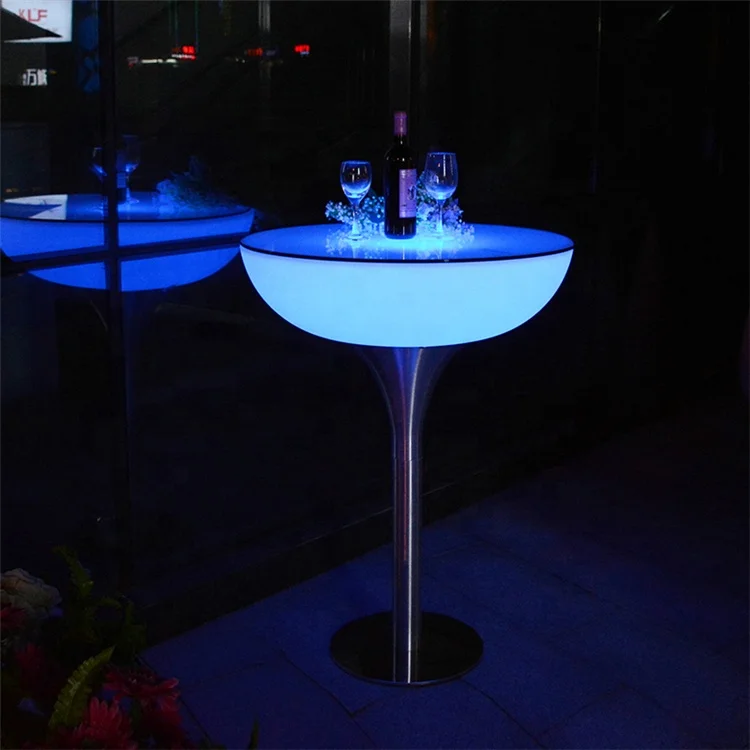 Portable led furniture illuminated nightclub bar chairs and high bar tables