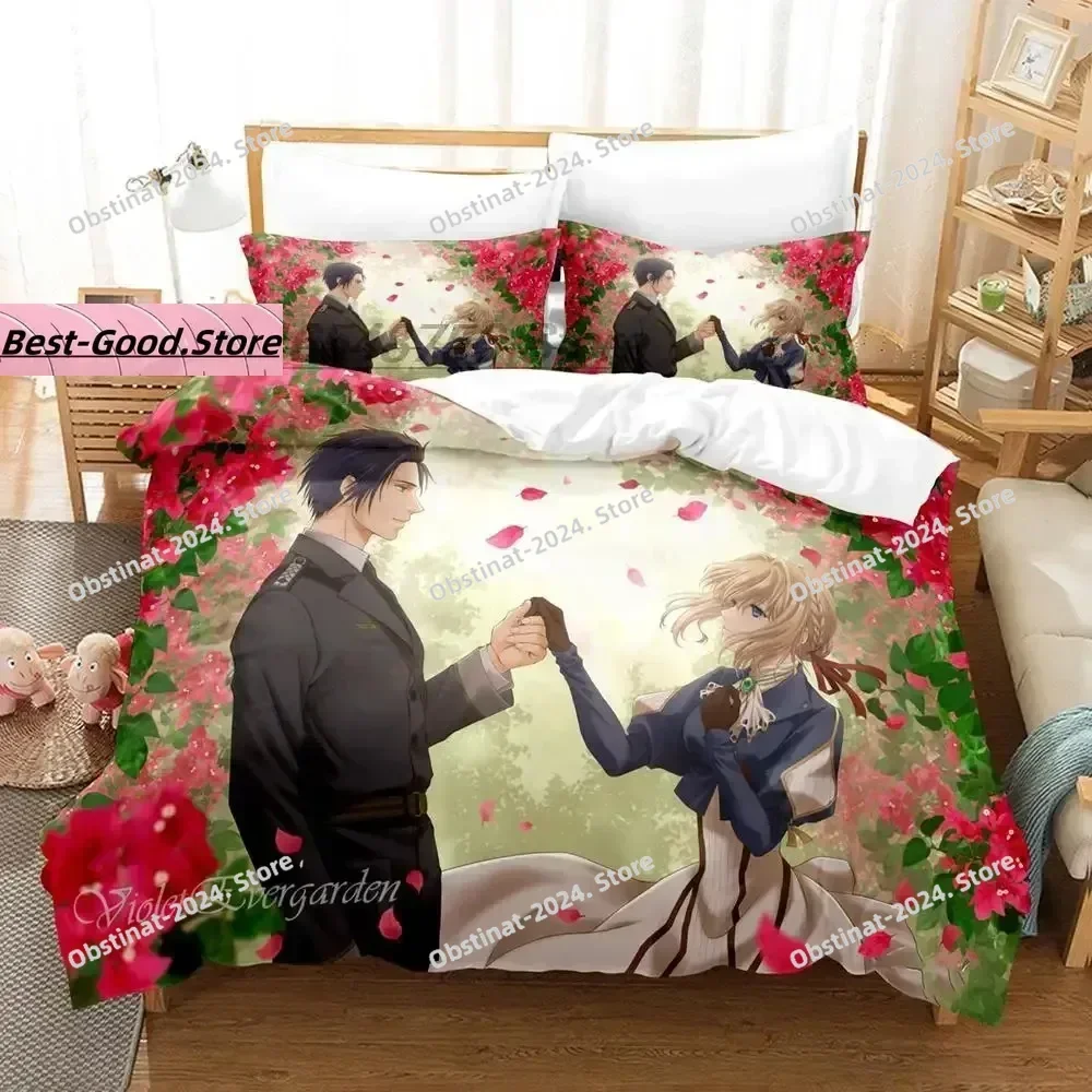 Violet Evergarden Bedding Set Single Twin Full Queen King Size Bed Set Aldult Kid Bedroom Duvetcover Sets 3D Anime bed sheet set