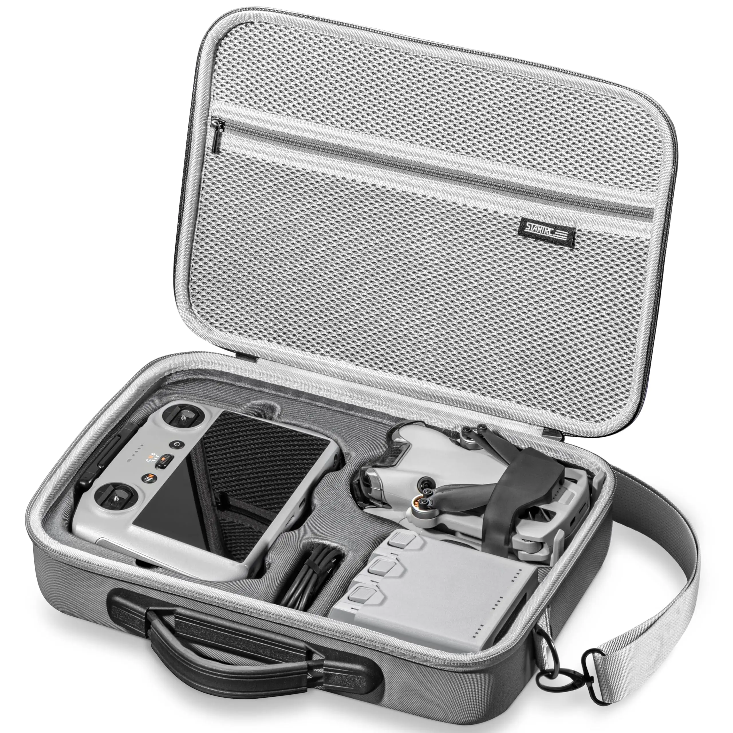 Mini 4 Pro RC 2 Tasche, Große Kapazität Tragbare PU-Leder Aufbewahrungstasche für DJI Mini 4 Pro Fly More Combo Drohne RC2 Controller Kit