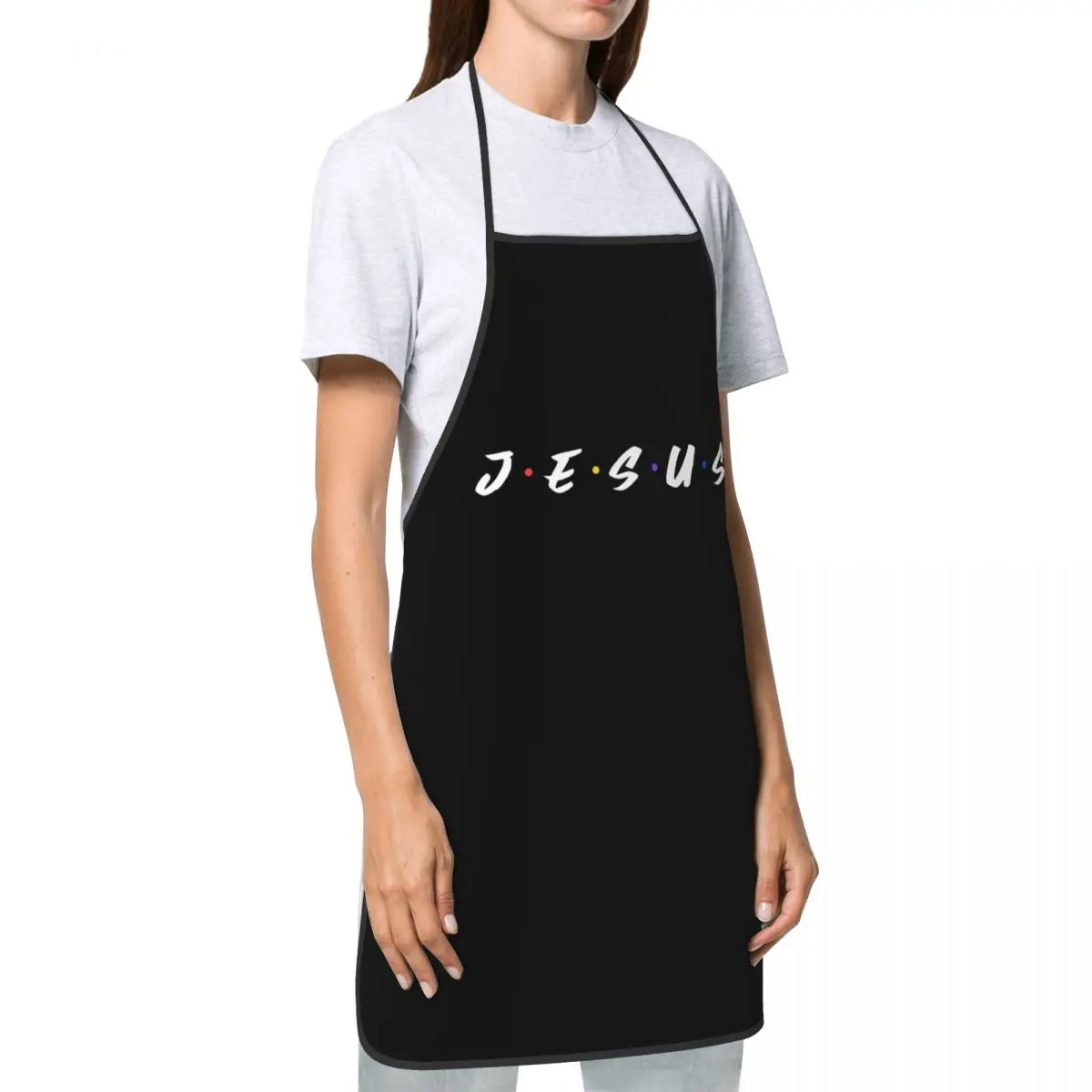 Custom Funny Jesus Christian Bib Apron Men Women Unisex  Chef Religious Faith Tablier Cuisine for Cooking Baking Gardening