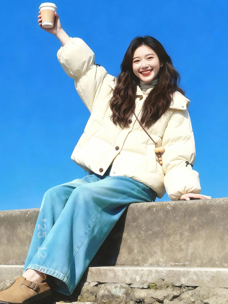Abrigo de invierno coreano Sle para mujer Jaet Thiened Fce forrado Quali prendas de vestir exteriores ropa de calle Faionable abrigo de algodón