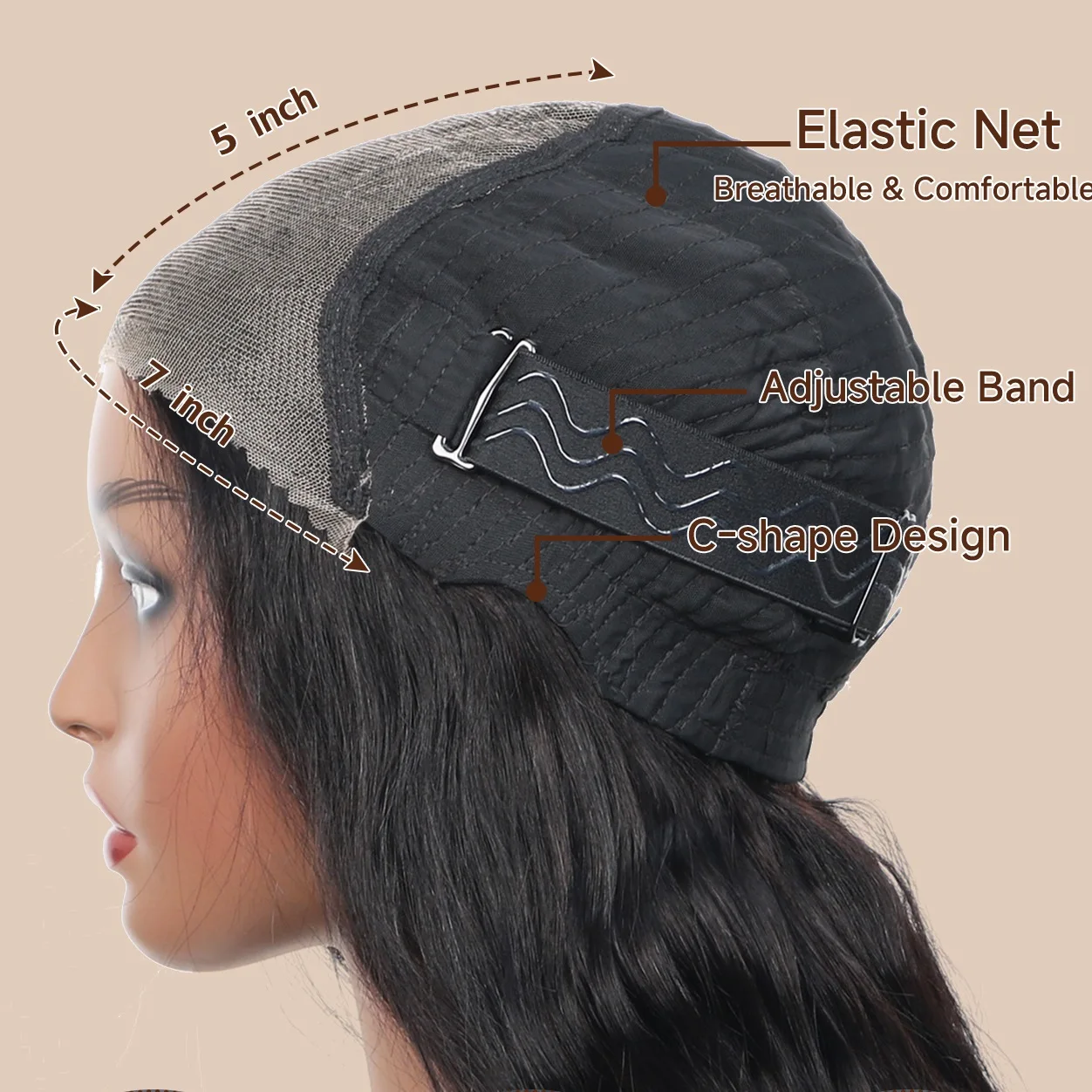 Pelucas de cabello humano precortadas sin pegamento, encaje prearrancado sin pegamento, cierre de encaje de onda corporal, pelucas de cabello humano para mujeres, 7x5