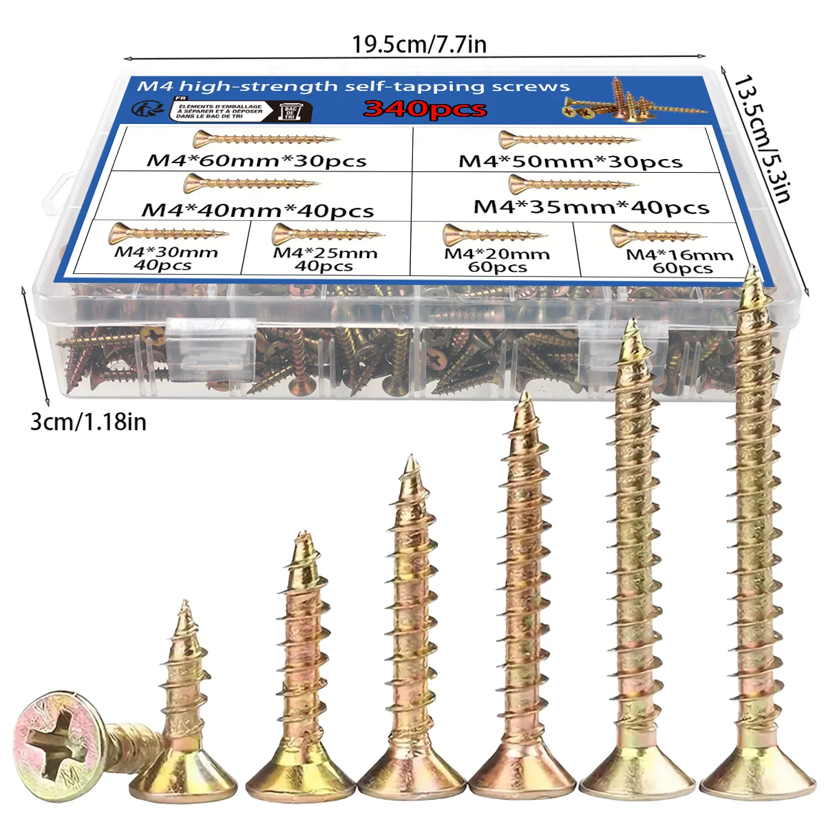 M4 Self-Tapping Screws with Star-Shaped Grooves, High-Strength Self-Tapping Wood Screws, Metal Self-Tapping Screws.
