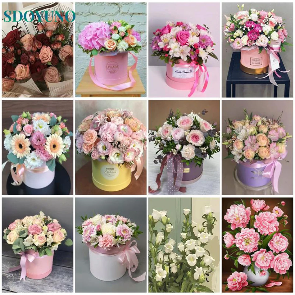 

SDOYUNO 40x50cm Flower Oil Painting By Numbers DIY Vase For Adults Paints By Number Painting Kits DIY Gift For Home Wall Decor