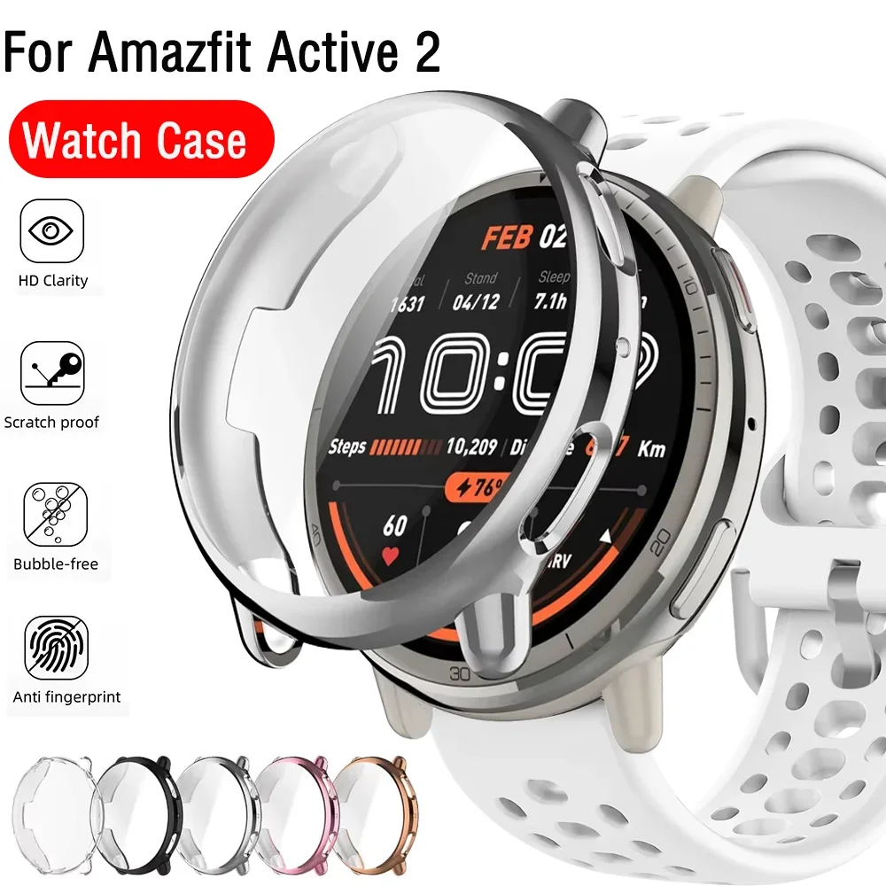 

TPU Plating Soft Shell Screen Protector Film Case Full Frame For Amazfit Active 2 Smart Watch Active 2 Protective Bumper Cover