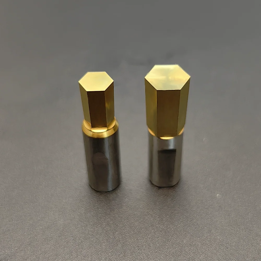

High Speed Steel Rotary Broaching Tool Hexagon Punch Head CT08 HSS-Tin 8mm Shank Hex Cutter for Steel Customize Torx Square