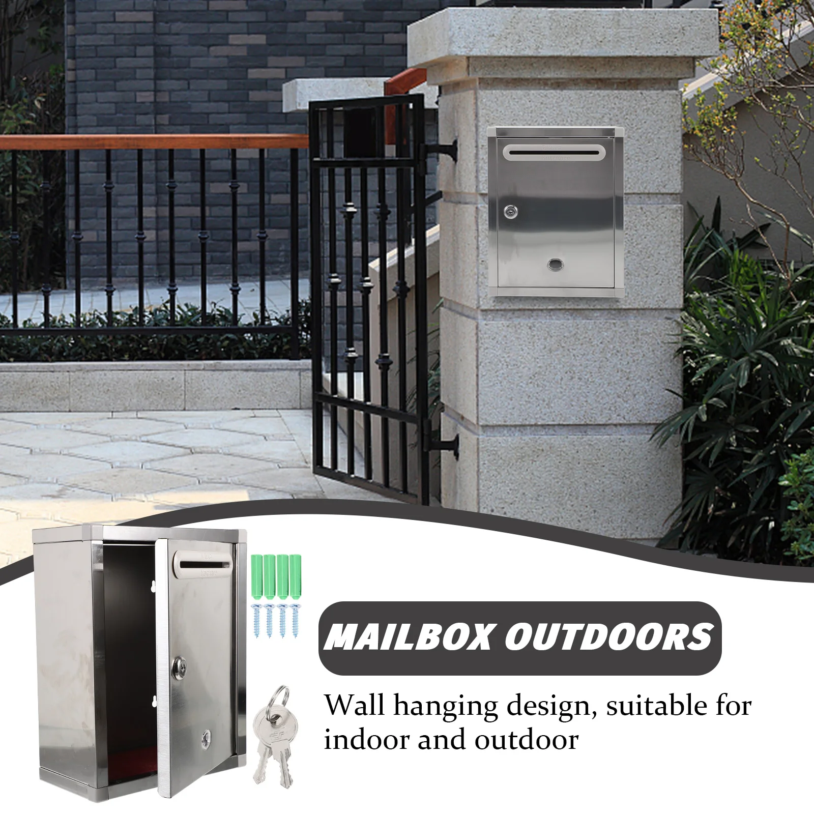 

1 шт., креативная почтовая коробка из нержавеющей стали, нержавеющая почтовая коробка для настенного крепления, прочная почтовая коробка для домашнего крепления на дверь, уличная декоративная