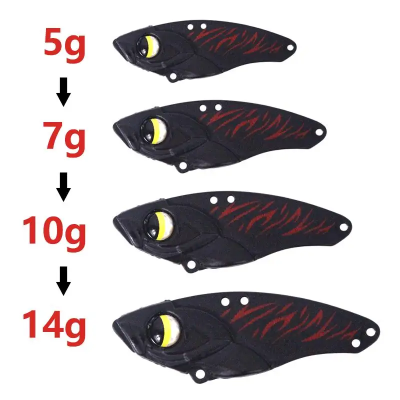 HYBOLAN Metal Vib Fishing Lures Spoon 5-14G Vibration Sinking Spinner Swimbait Artificial Bait Pesca Bass High quality hooks image 3