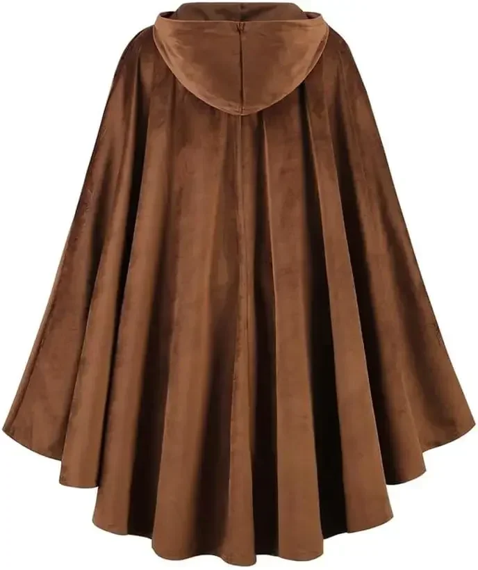 Joukavor Velvet Hooded Cloak Medieval Renaissance Cape with Hood for Men Women Halloween Costume - view 5