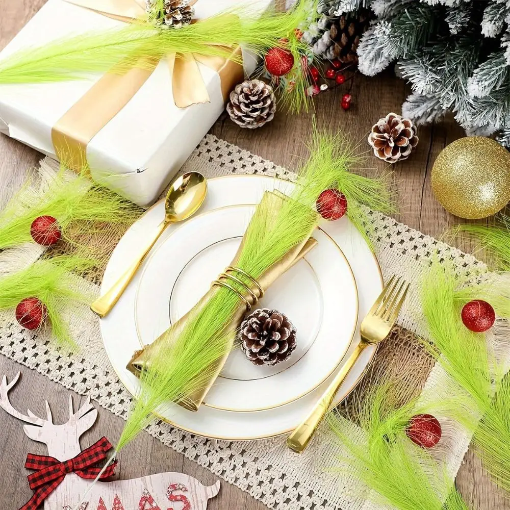 10pcs Artificial Christmas Tree Topper Fake with Ball Simulation Green Plants Decorative Green Reed Decoration Wedding