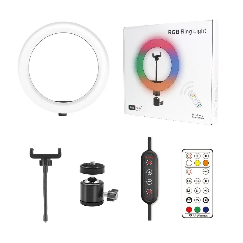 RaidNeo 10 pollici RGB Round Ring Light 6500K TikTok Youtube Livestreaming Vlog Video Shot Phone Holder lampada telecomandata
