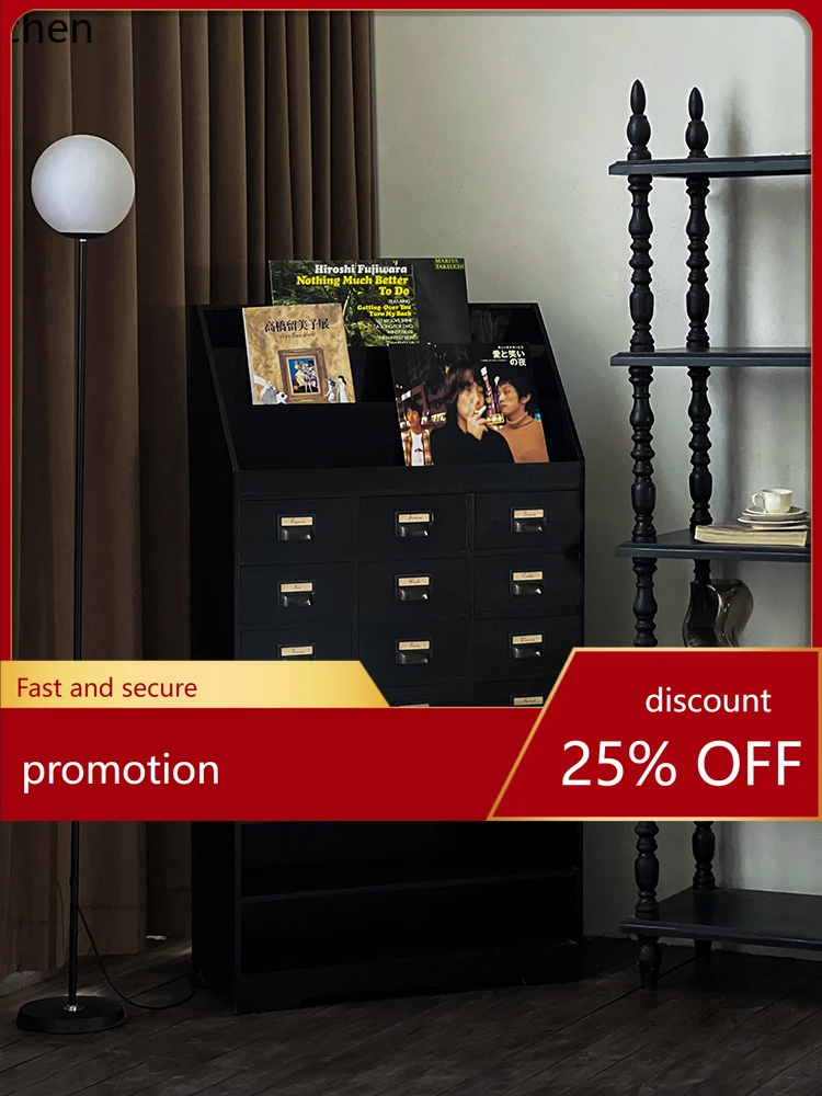 YFY Locker Solid Wood Magazine Record Multi-Drawer Chest of Drawers Storage Cabinet