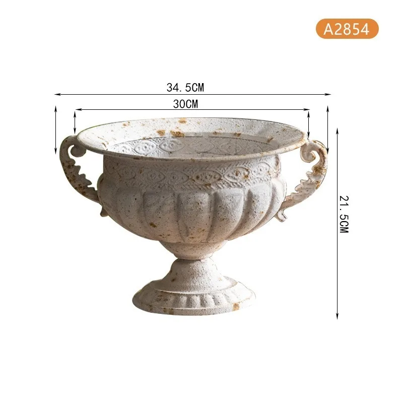 Retro Iron Art Dried Flower Vase Photography Studio Old Decoration Ornament French Romantic Trophy Shaped Craft