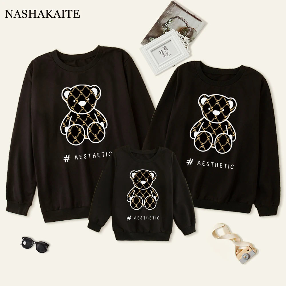 

Family Matching Clothes Sweatshirt BearLetter Print Clothes Family Mommy And Daughter mommy and me Clothes Family Look